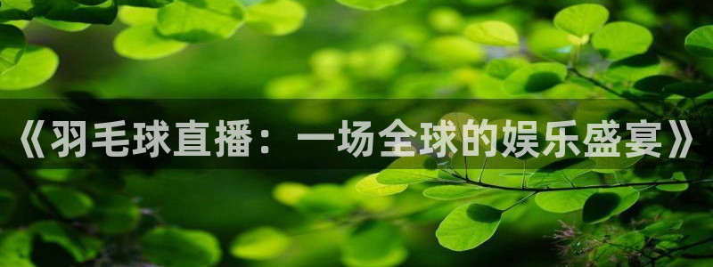 说球帝直播nba免费观看：《羽毛球直播：一场全球的娱乐盛宴》